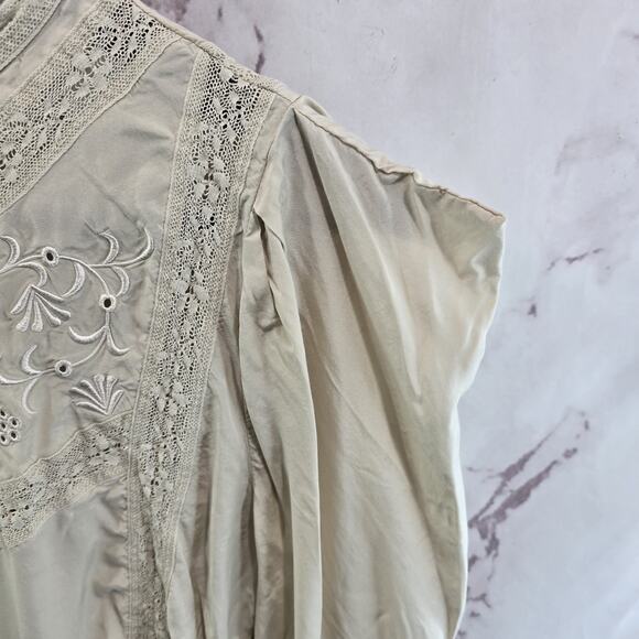 & Other Stories Shirt Womens 2 XS Beige Peasant Blouse Paris Renaissance - Picture 10 of 13